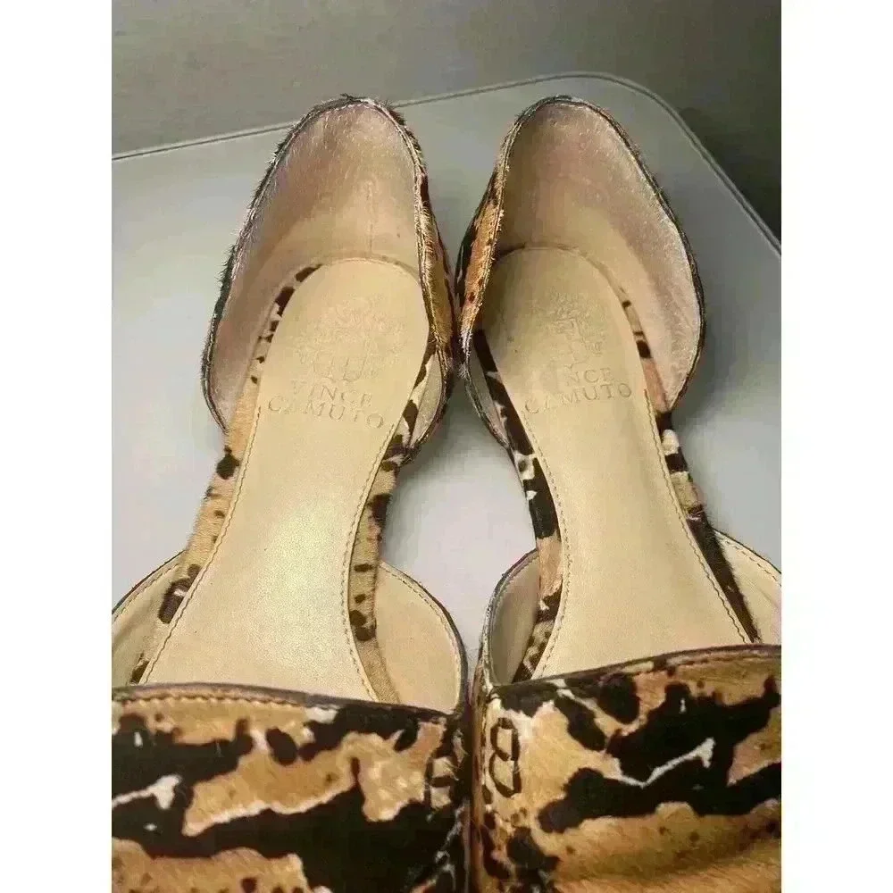 Vince Camuto Animal Print Real Cow Hair Kordie 3 Flats Size 7.5 Women's Unique